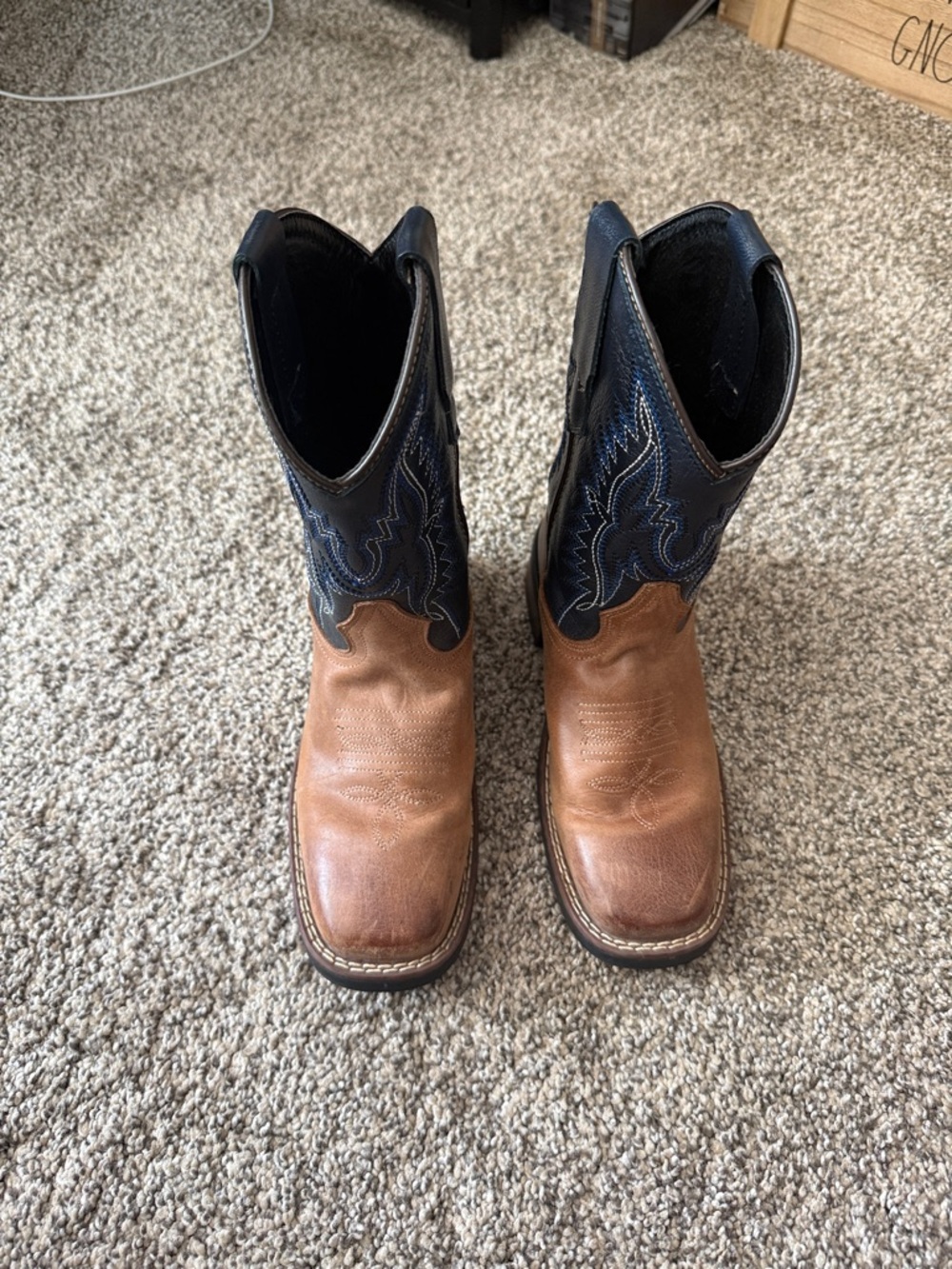 J.B. Dillon Two-Tone Brown and Black Kids Western Boots